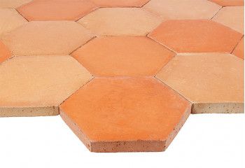 vieille tomette hexagonale beige rosé