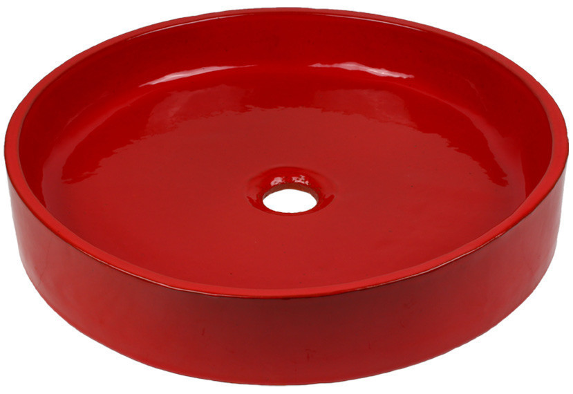 vasque à poser ronde grand diamètre rouge