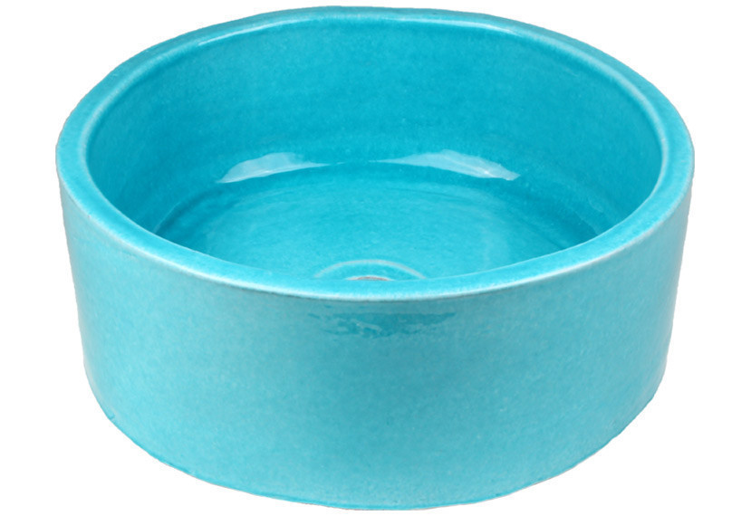 vasque à poser ronde céramique bleu clair