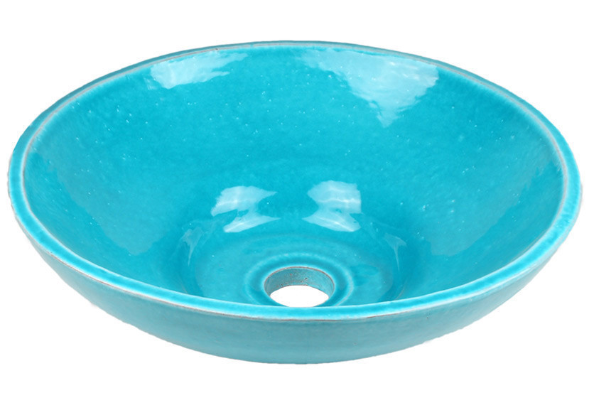 vasque a poser forme ellipse bleu clair