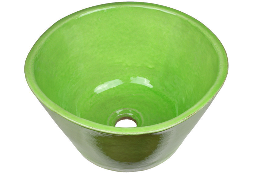 vasque a poser en céramique conique vert chlorohylle
