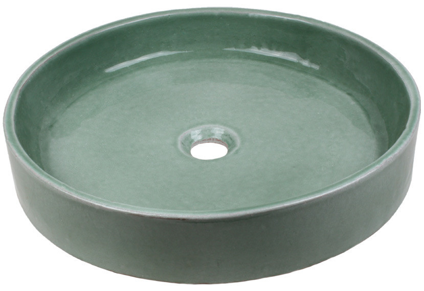 vasque a poser ronde en ceramique gris celadon